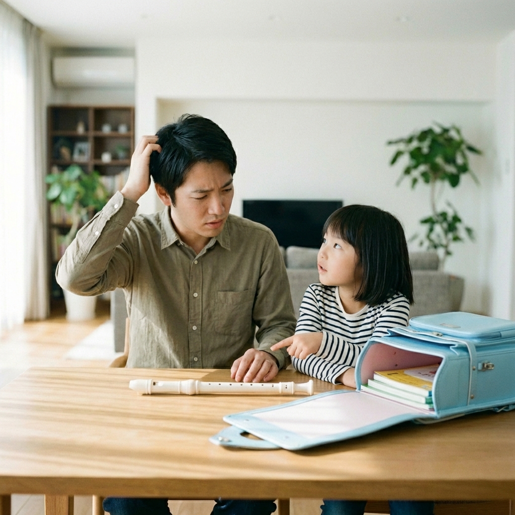 宿題や持ち物が分からず困るパパ